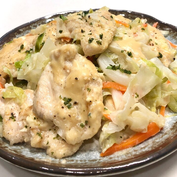 夕食に*鶏むね肉の野菜蒸し